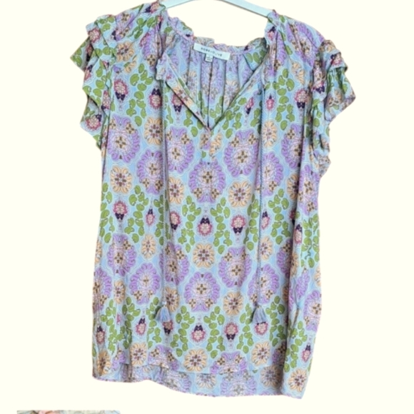 Rayon cap sleeve blouse - Picture 1 of 5